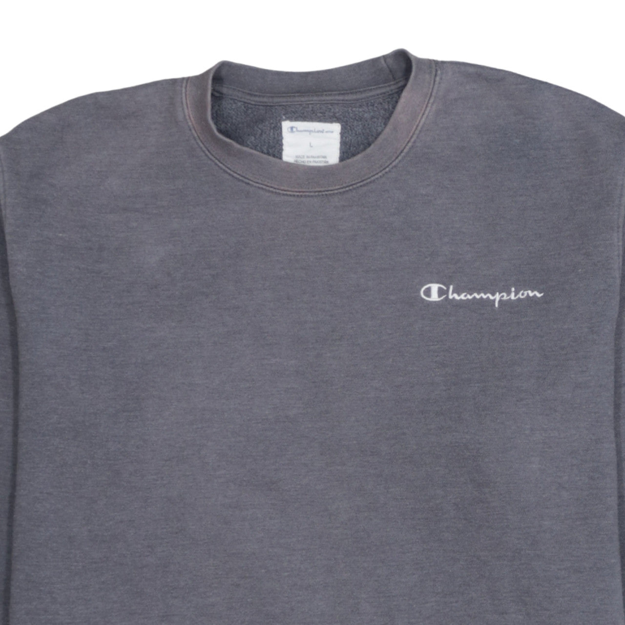 Champion Men's Grey Crew Neck Sweatshirt Size L Cotton Blend