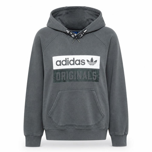 Adidas Originals Womens Grey Pullover Hoodie M Logo Graphic Print