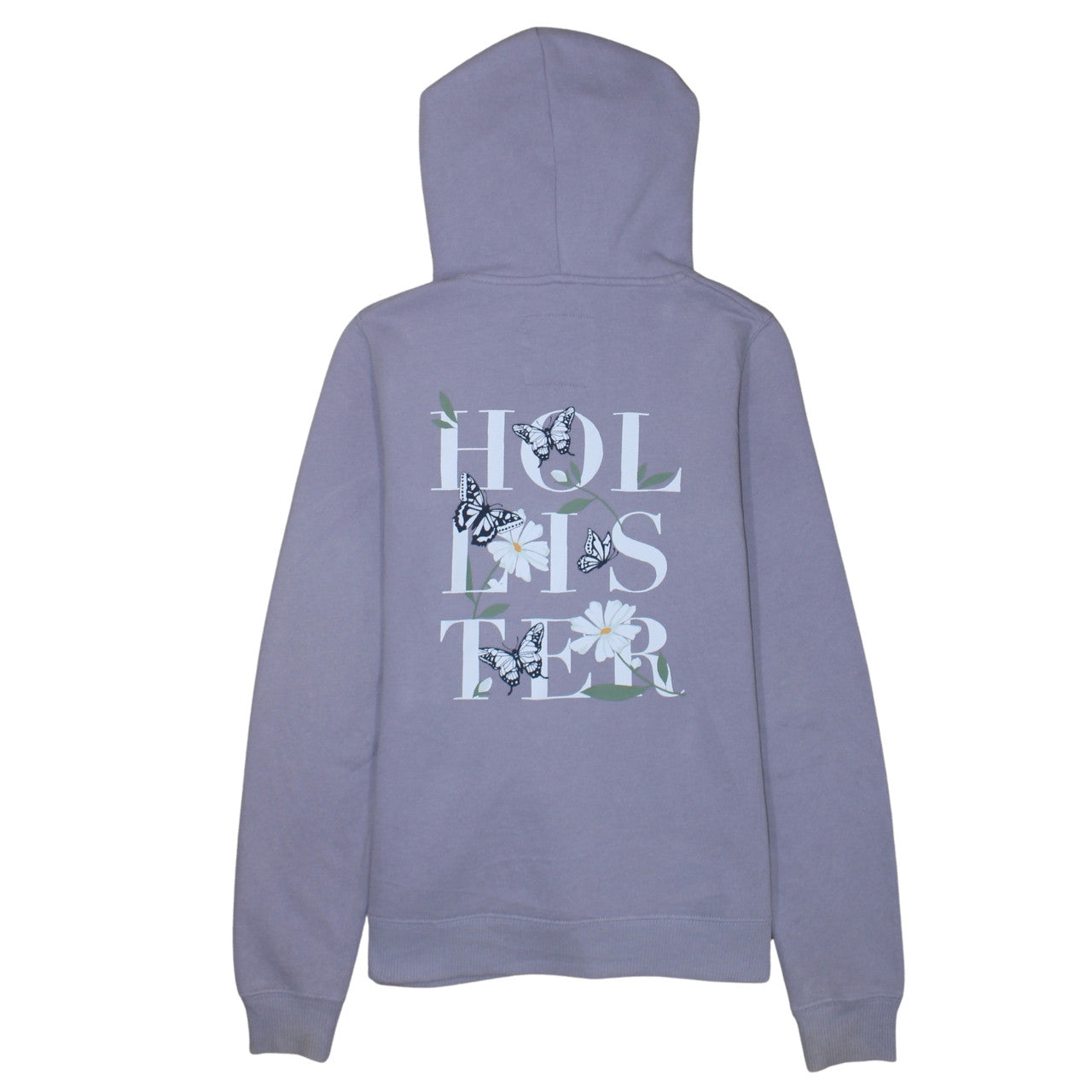 Hollister Women’s Lilac Pullover Hoodie XS Cotton Blend Butterfly Logo
