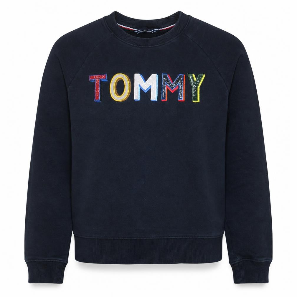 Tommy Hilfiger Women's Navy Blue Pullover Sweatshirt M Embroidered Logo