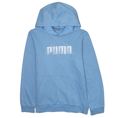 Additional front view of Puma boys’ blue pullover hoodie 13-14 years logo graphic sweatshirt
