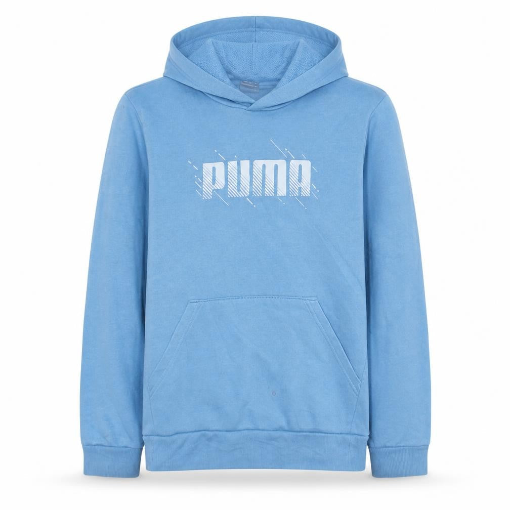 Puma Boys Blue Pullover Hoodie 13-14 Years Logo Graphic Sweatshirt