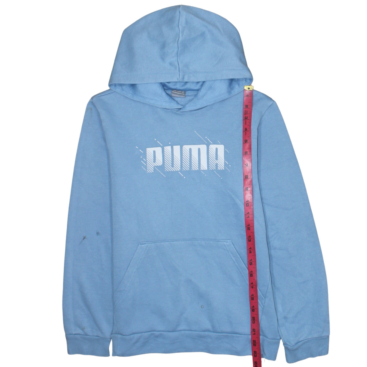 Puma Boys Blue Pullover Hoodie 13-14 Years Logo Graphic Sweatshirt