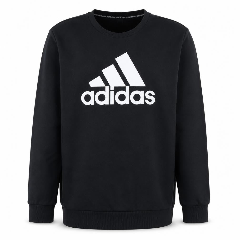 Adidas Men's Black XL Crew Neck Logo Pullover Sweatshirt