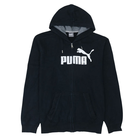 Puma Men’s Black Full Zip Hoodie L Logo Sports Fleece