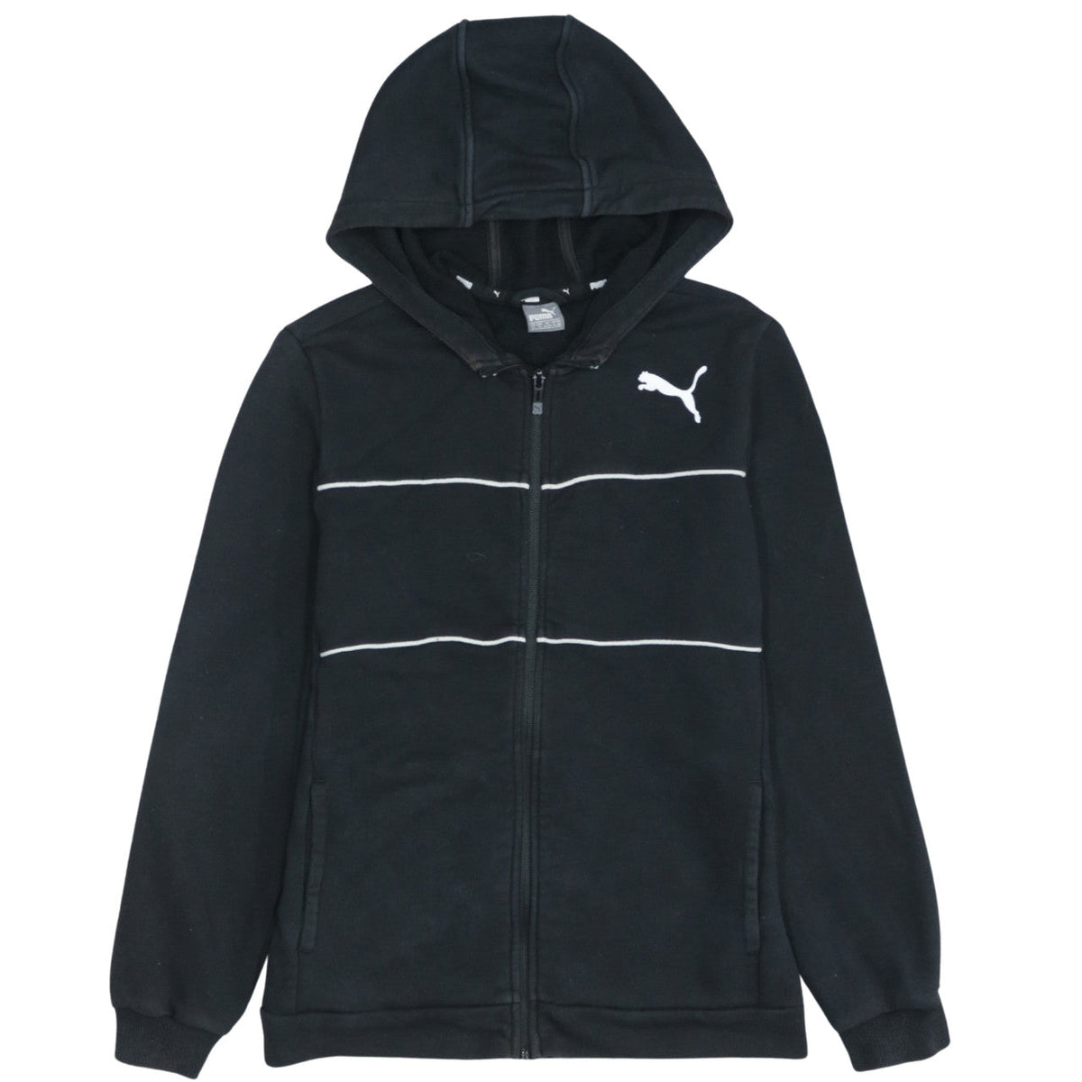 Puma Boys Black Full Zip Hoodie 13-14 Years Fleece Sportswear