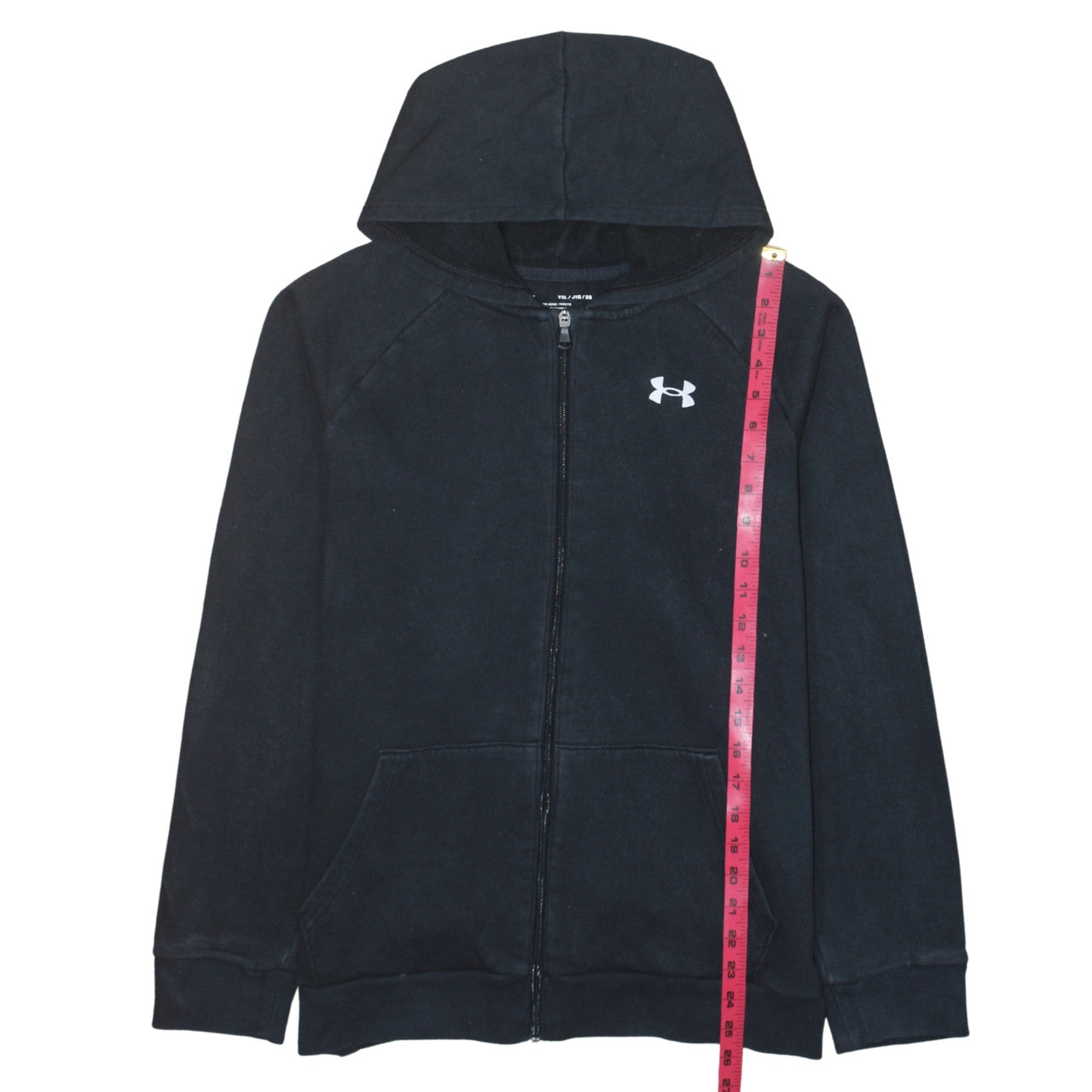Under Armour Boys Black Full Zip Hoodie Size 158 Fleece ColdGear