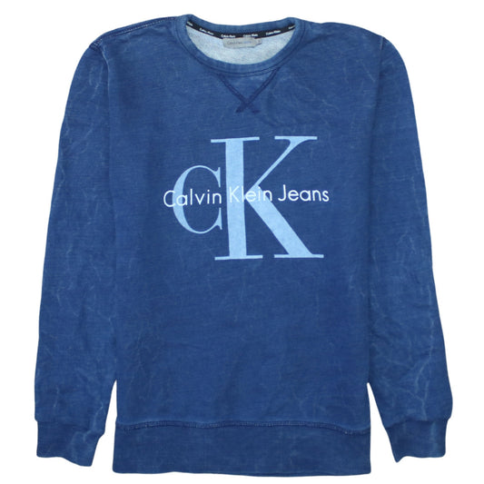 Calvin Klein Jeans Men's Blue Logo Crew Neck Sweatshirt Size S