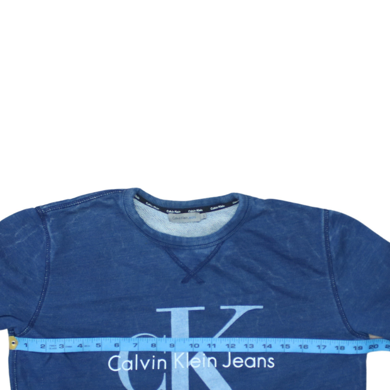 Calvin Klein Jeans Men's Blue Logo Crew Neck Sweatshirt Size S