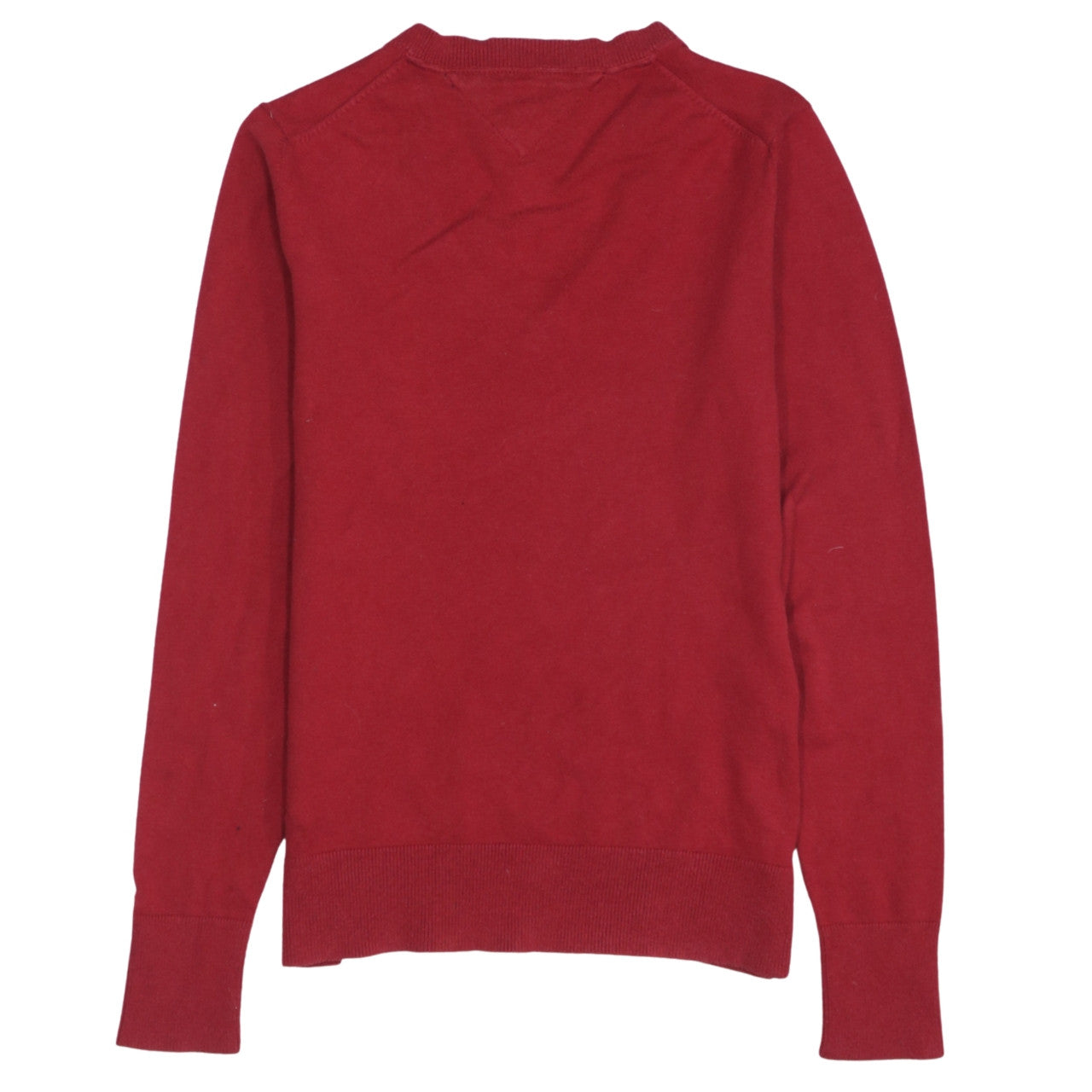 Tommy Hilfiger Men's Red V-Neck Cotton Blend Jumper Size M