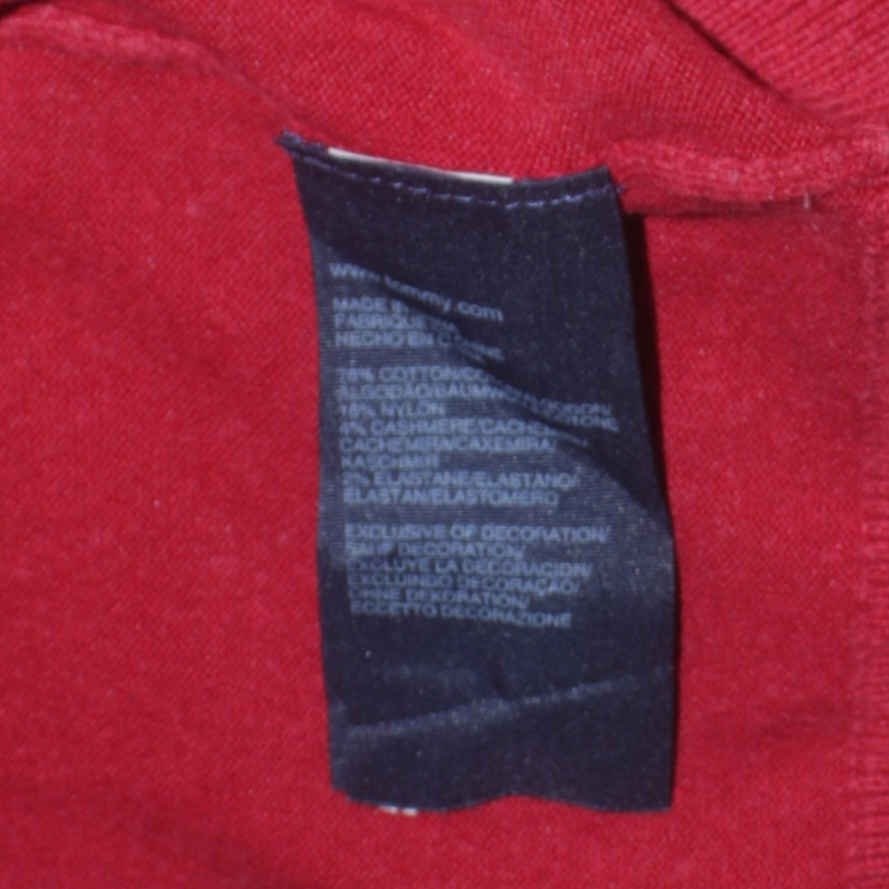 Tommy Hilfiger Men's Red V-Neck Cotton Blend Jumper Size M