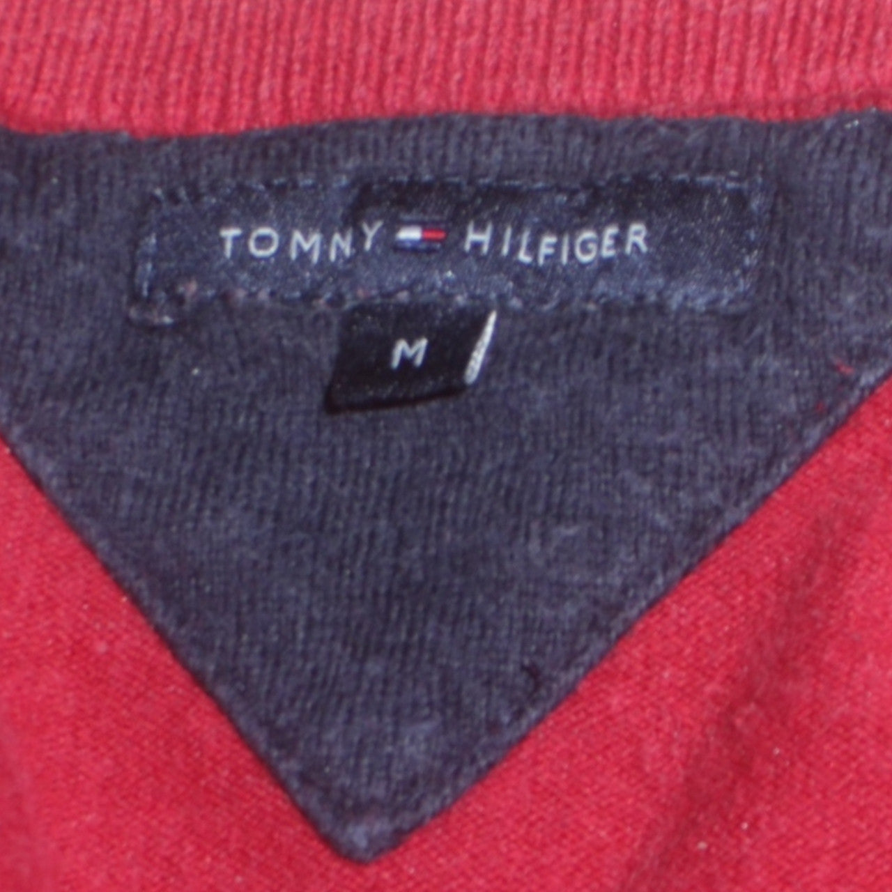 Tommy Hilfiger Men's Red V-Neck Cotton Blend Jumper Size M
