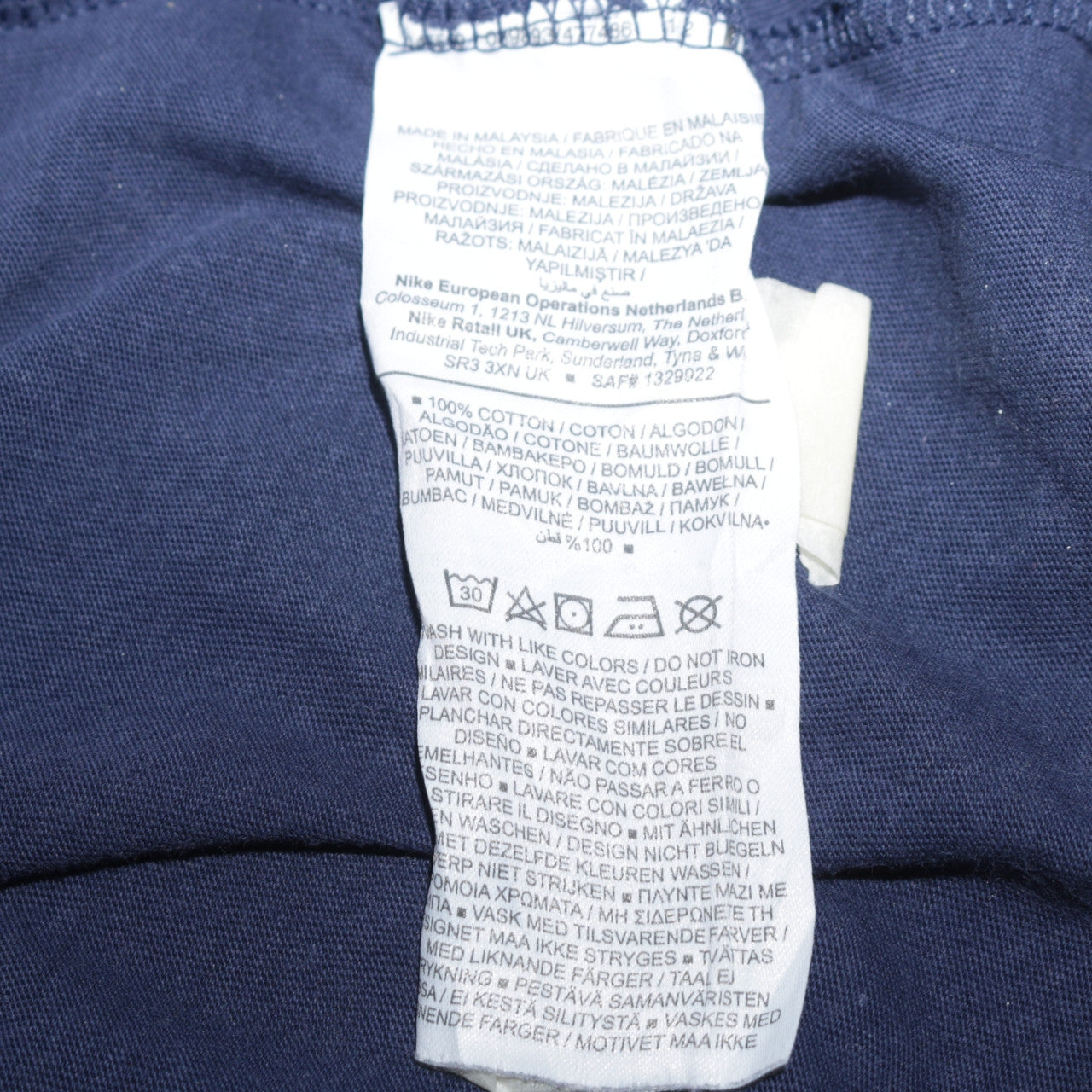 Nike Men's Blue Crew Neck Short Sleeve Cotton T-Shirt M
