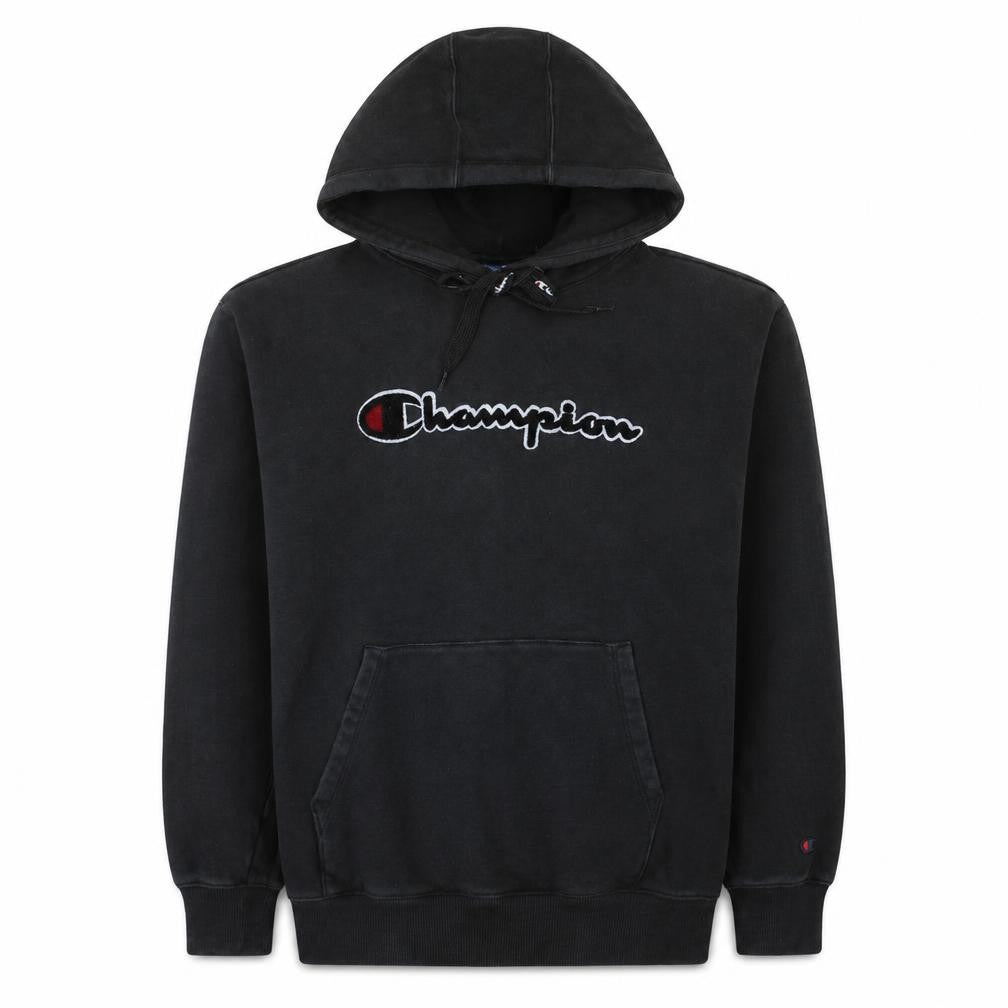 Champion Men's Black Medium Pullover Hoodie with Embroidered Logo