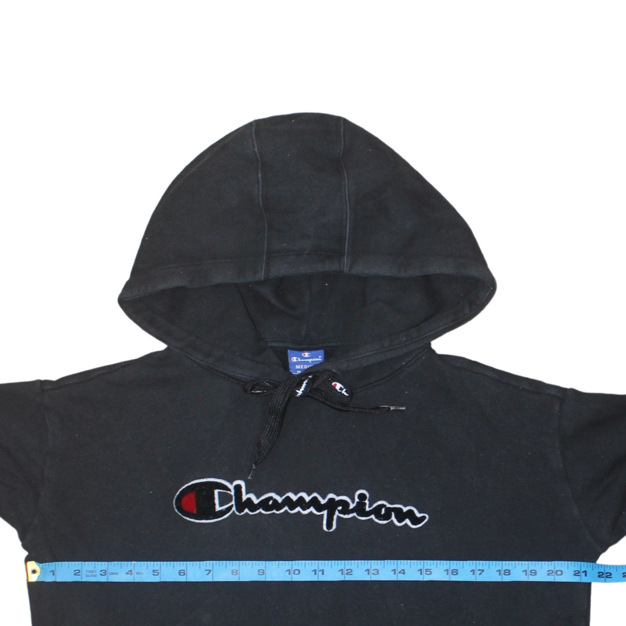 Champion Men's Black Medium Pullover Hoodie with Embroidered Logo
