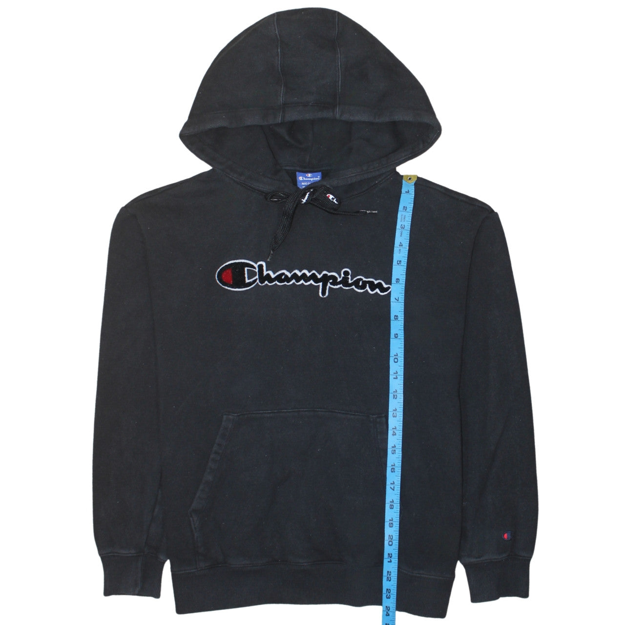 Champion Men's Black Medium Pullover Hoodie with Embroidered Logo