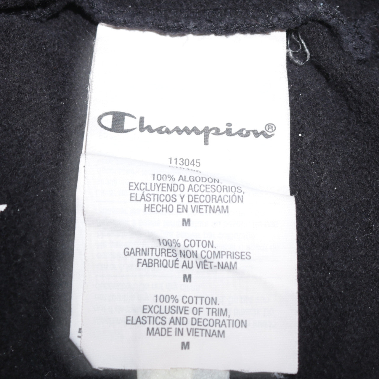 Champion Men's Black Medium Pullover Hoodie with Embroidered Logo