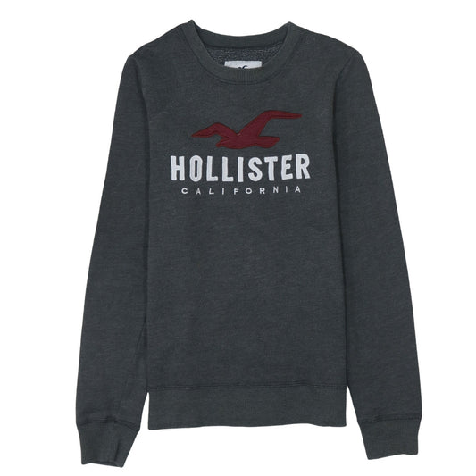 Hollister Men Grey XS Pullover Fleece Sweatshirt with Logo