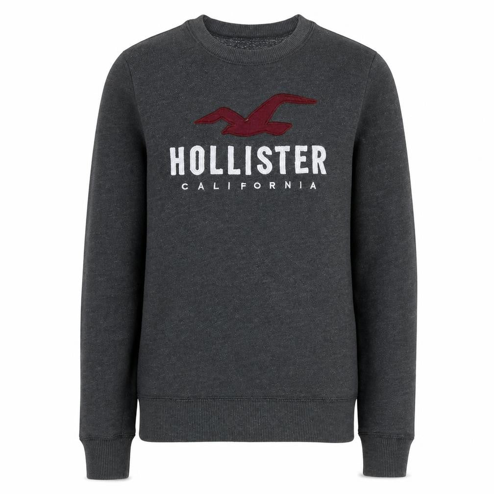 Hollister Men Grey XS Pullover Fleece Sweatshirt with Logo