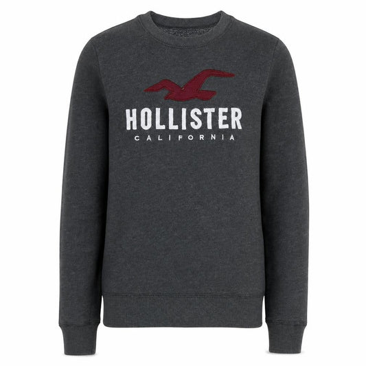 Hollister Men Grey XS Pullover Fleece Sweatshirt with Logo