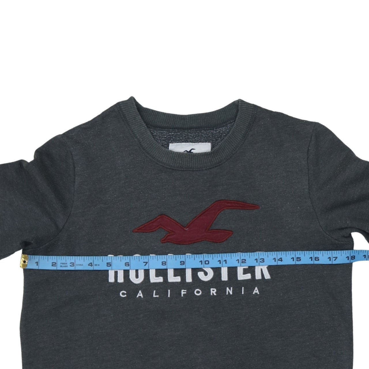 Hollister Men Grey XS Pullover Fleece Sweatshirt with Logo