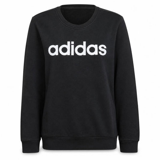 Adidas Womens Black Small Logo Crew Neck Sweatshirt UK 8-10