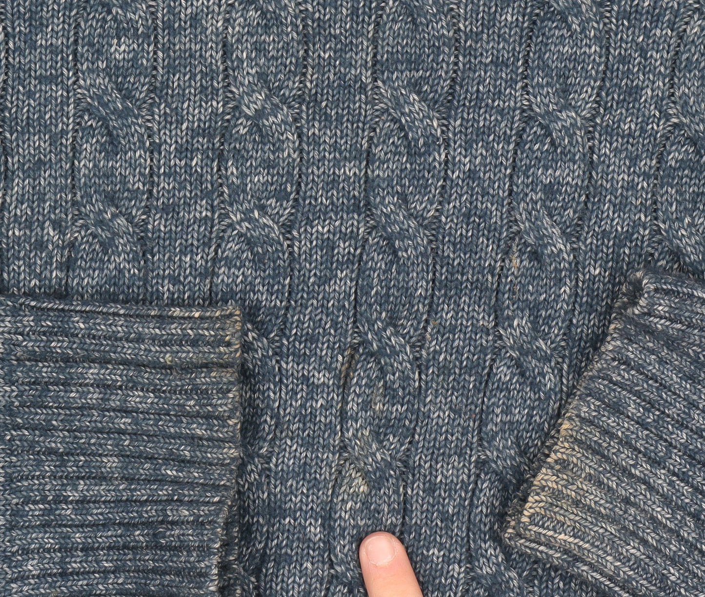 Tommy Hilfiger Men's Blue Cable-Knit Cotton Jumper Size L