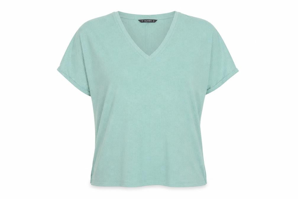Dunnes Womens Green V-Neck Short Sleeve Basic Stretch T-Shirt Size 12