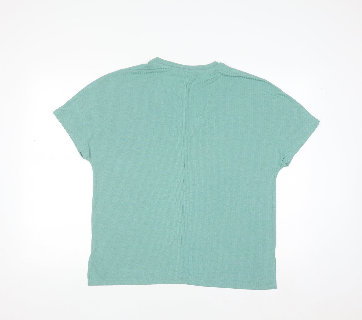 Dunnes Womens Green V-Neck Short Sleeve Basic Stretch T-Shirt Size 12