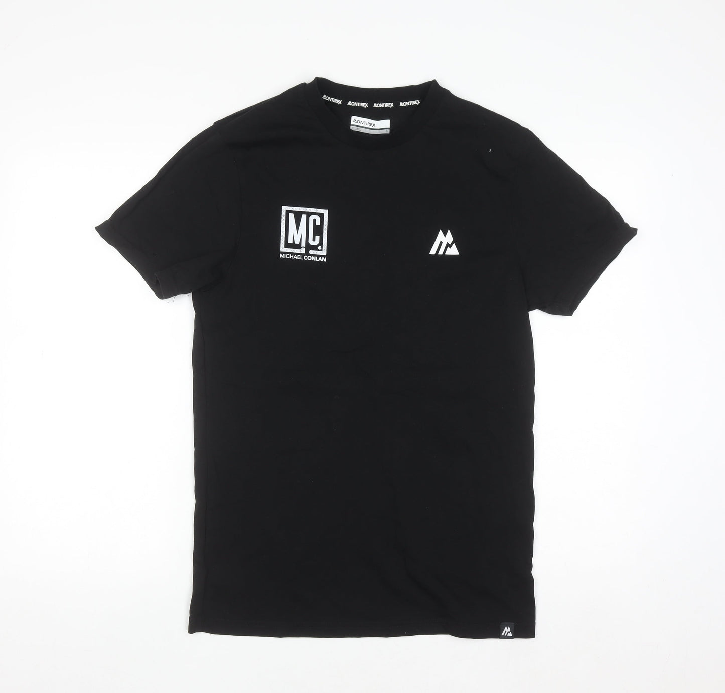 Montirex Men's Black Cotton Crew Neck Short Sleeve T-Shirt S