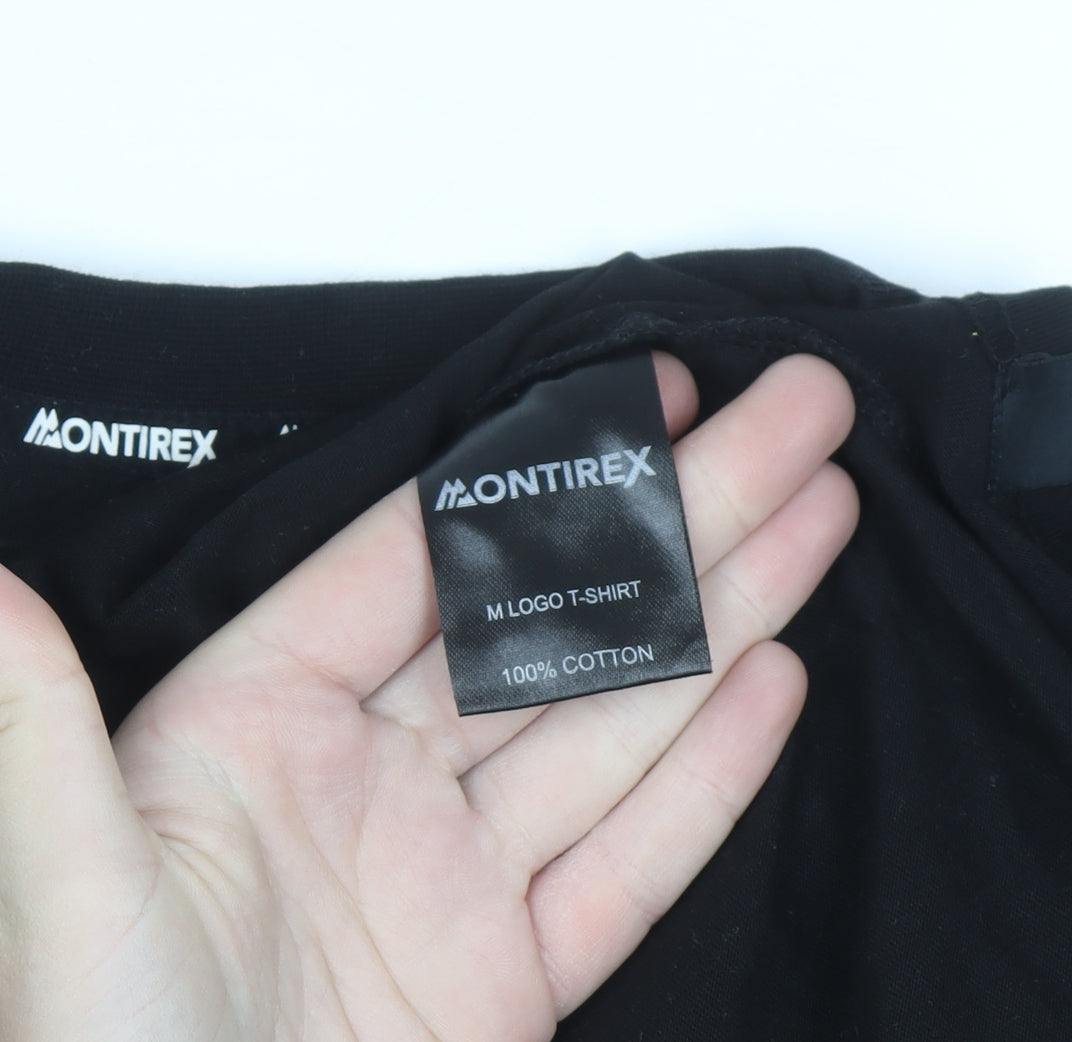 Montirex Men's Black Cotton Crew Neck Short Sleeve T-Shirt S