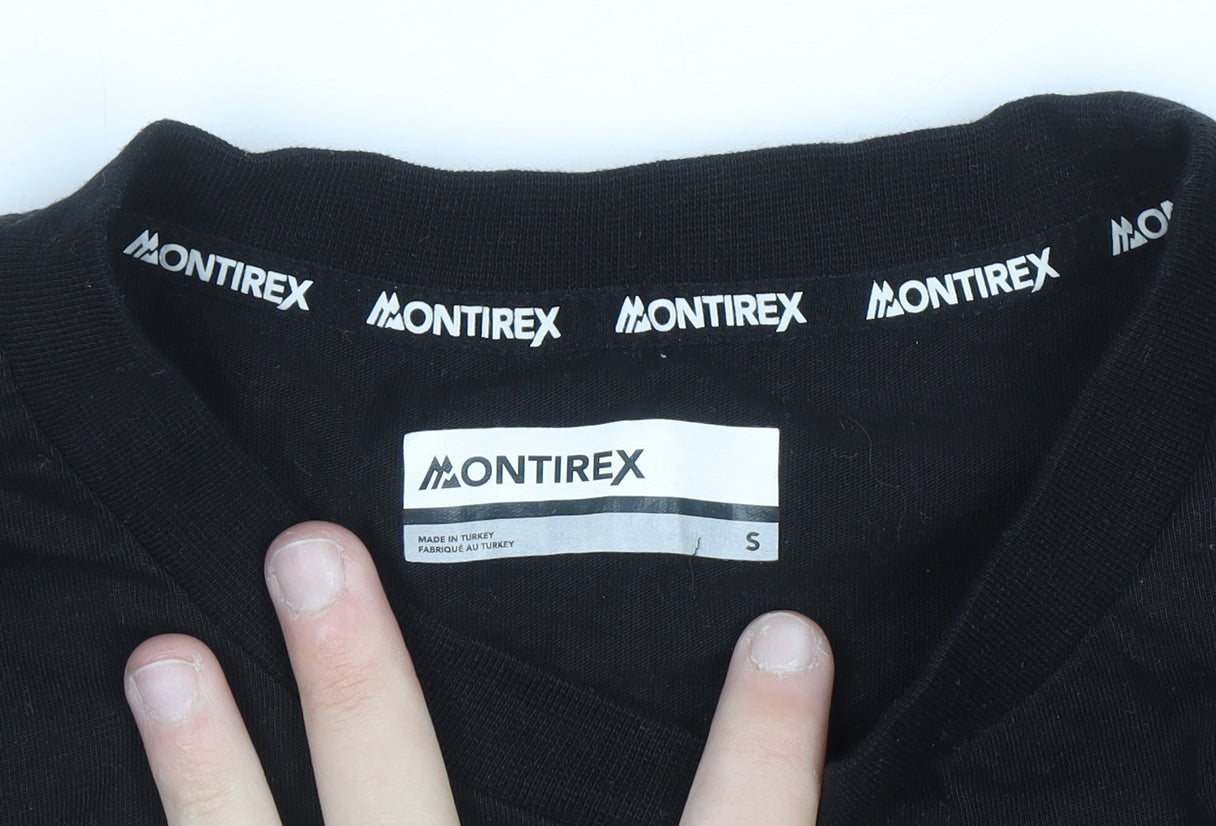 Montirex Men's Black Cotton Crew Neck Short Sleeve T-Shirt S