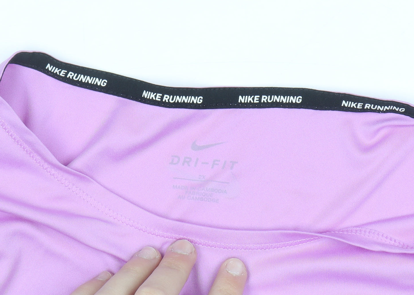 Nike Women Pink Dri-FIT Running T-Shirt 2XL Polyester Short Sleeve