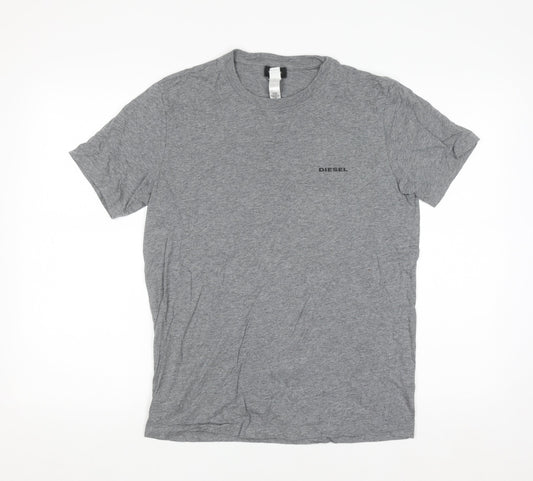 Diesel Men Grey Cotton Crew Neck Short Sleeve T-Shirt Size S