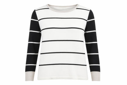 Marble Women’s Black & White Striped Pullover Jumper Size 12