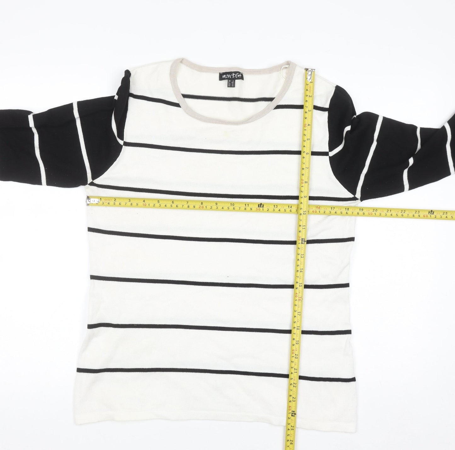 Marble Women’s Black & White Striped Pullover Jumper Size 12