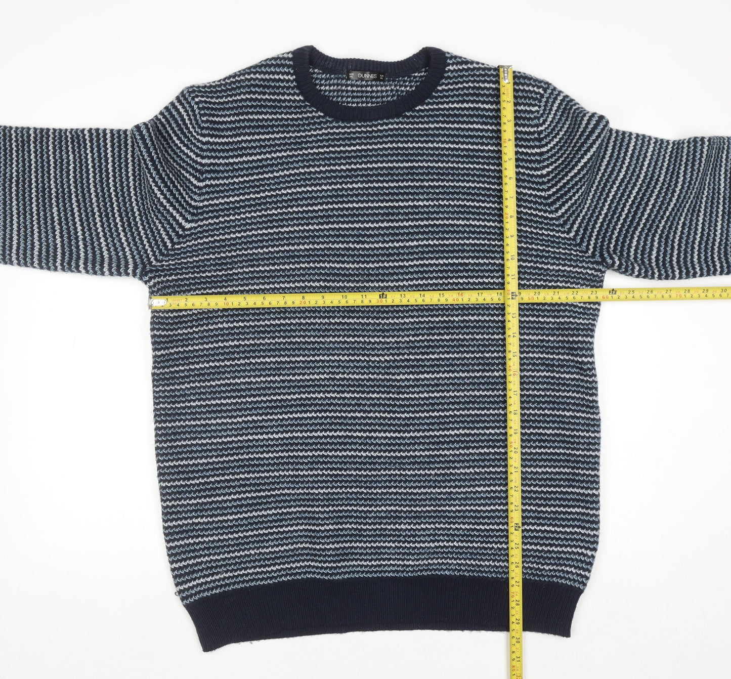 Dunnes Stores Men’s Blue Striped Crew Neck Pullover Jumper 2XL
