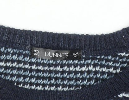 Additional view of Dunnes Men’s Blue Striped Crew Neck jumper 2XL