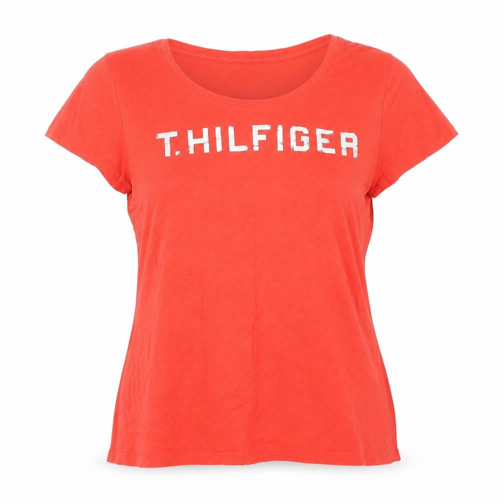 Tommy Hilfiger Women's Red 2XL Short Sleeve Cotton T-Shirt