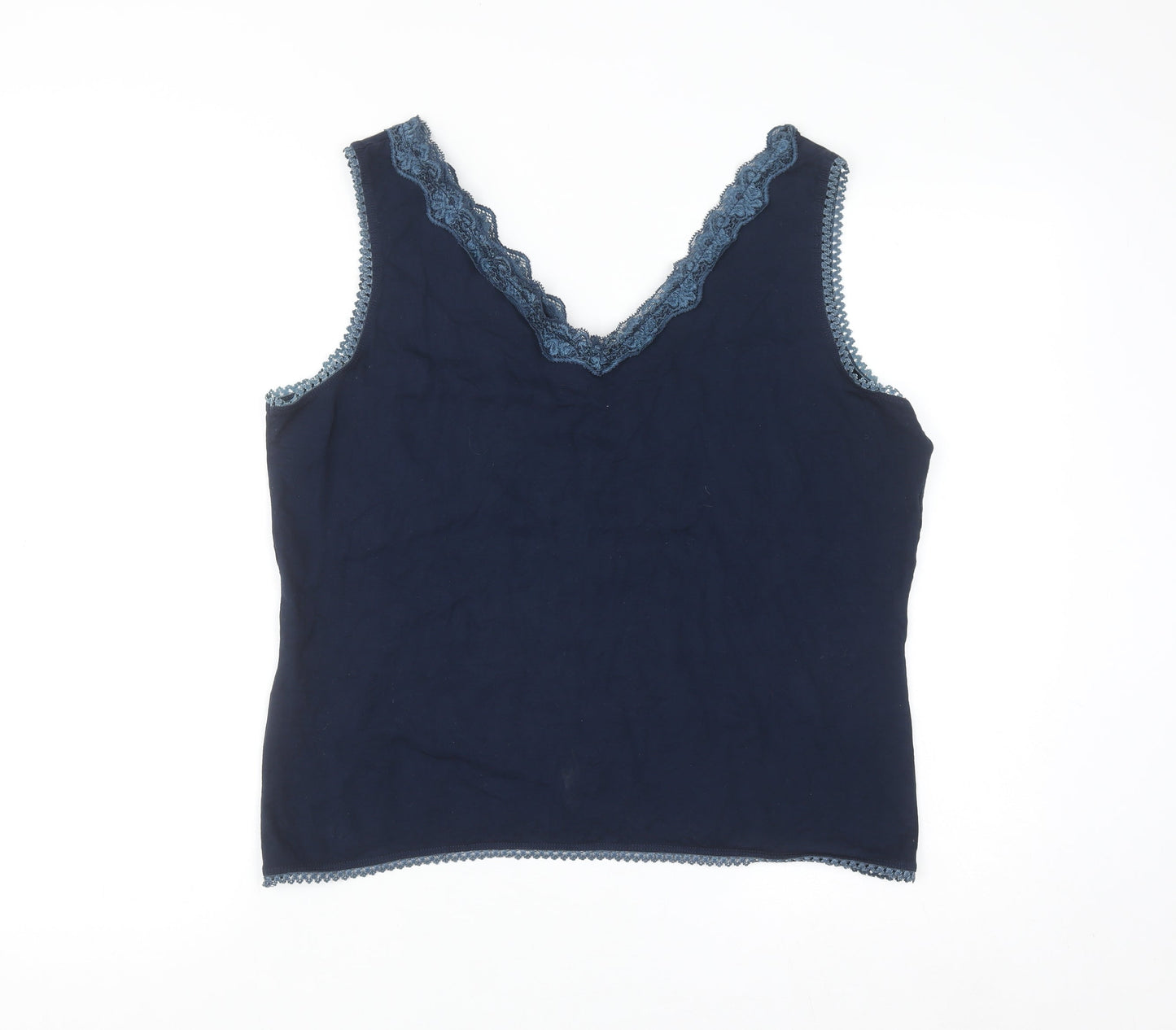 CHIANTI Women’s Blue Lace Trim Viscose Camisole Tank Top XL