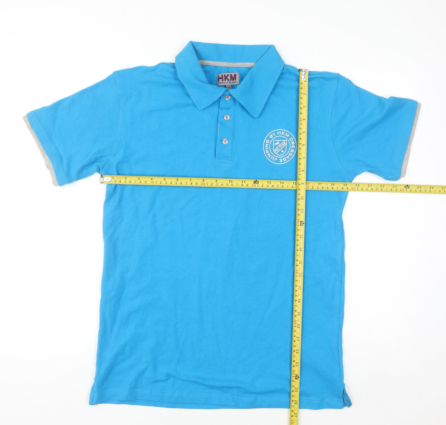 HKM Pro Team Men's Blue Cotton Stretch Polo Shirt M