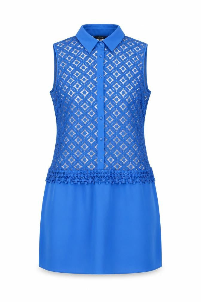 Coast Women’s Blue Lace Overlay Collared Shift Dress Size 16