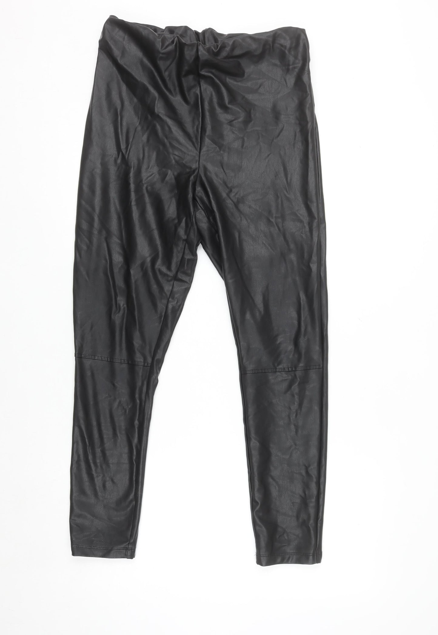 Dunnes Women Black Size 12 Faux Leather Ankle Leggings
