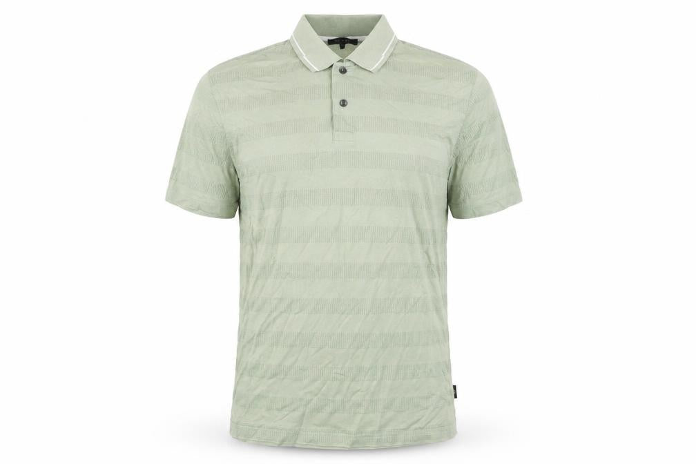 Ted Baker Men's Green Striped Short Sleeve Polo Shirt Size M