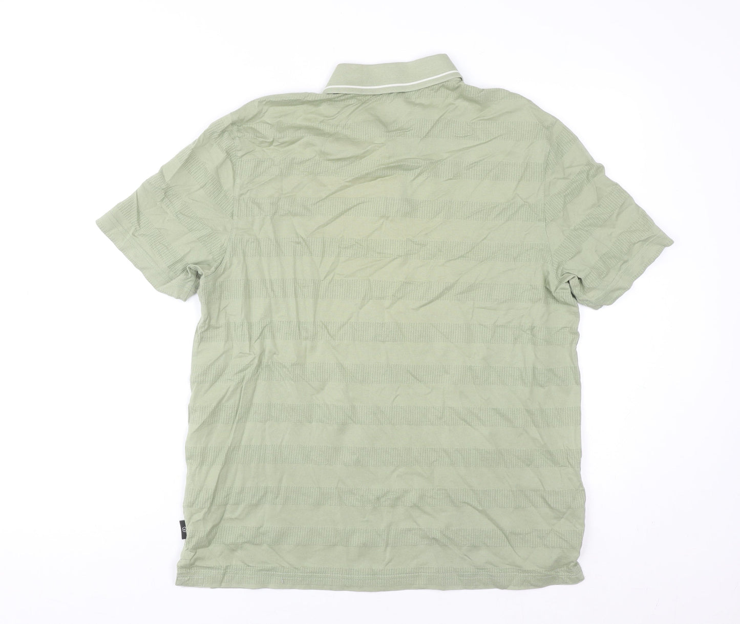 Ted Baker Men's Green Striped Short Sleeve Polo Shirt Size M