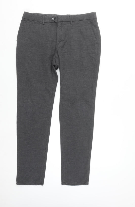 Massimo Dutti Men's Grey Slim Fit Chino Trousers Size 34