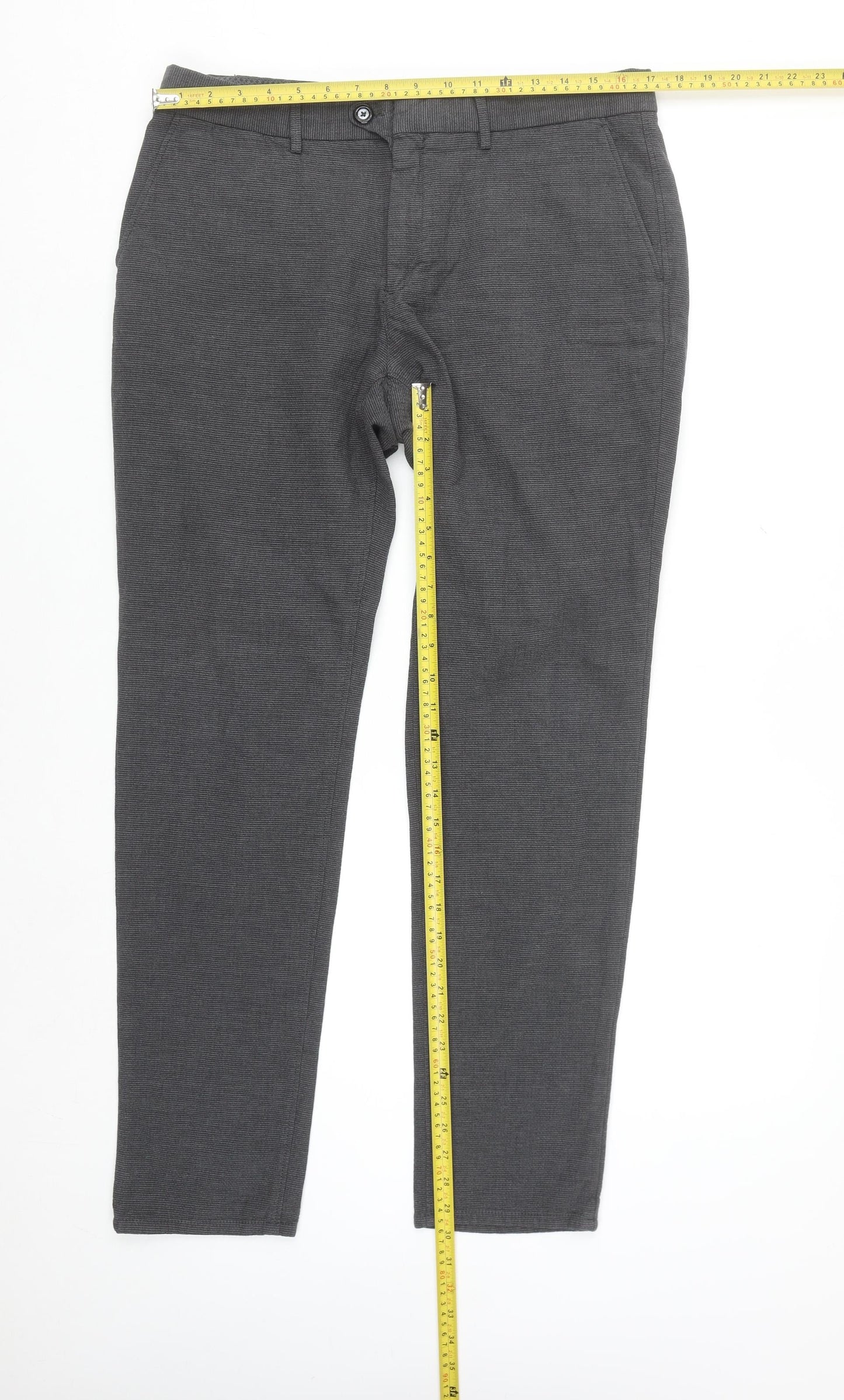 Massimo Dutti Men's Grey Slim Fit Chino Trousers Size 34
