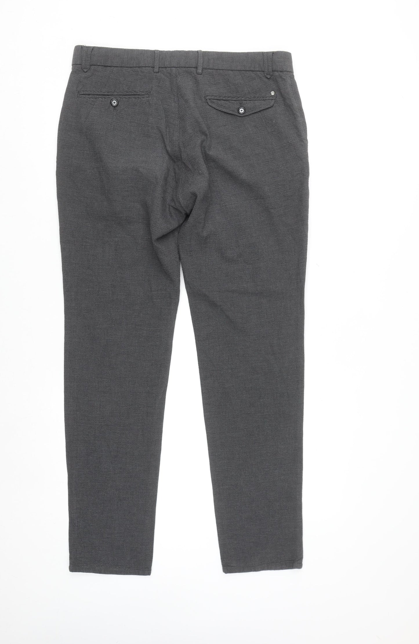 Massimo Dutti Men's Grey Slim Fit Chino Trousers Size 34