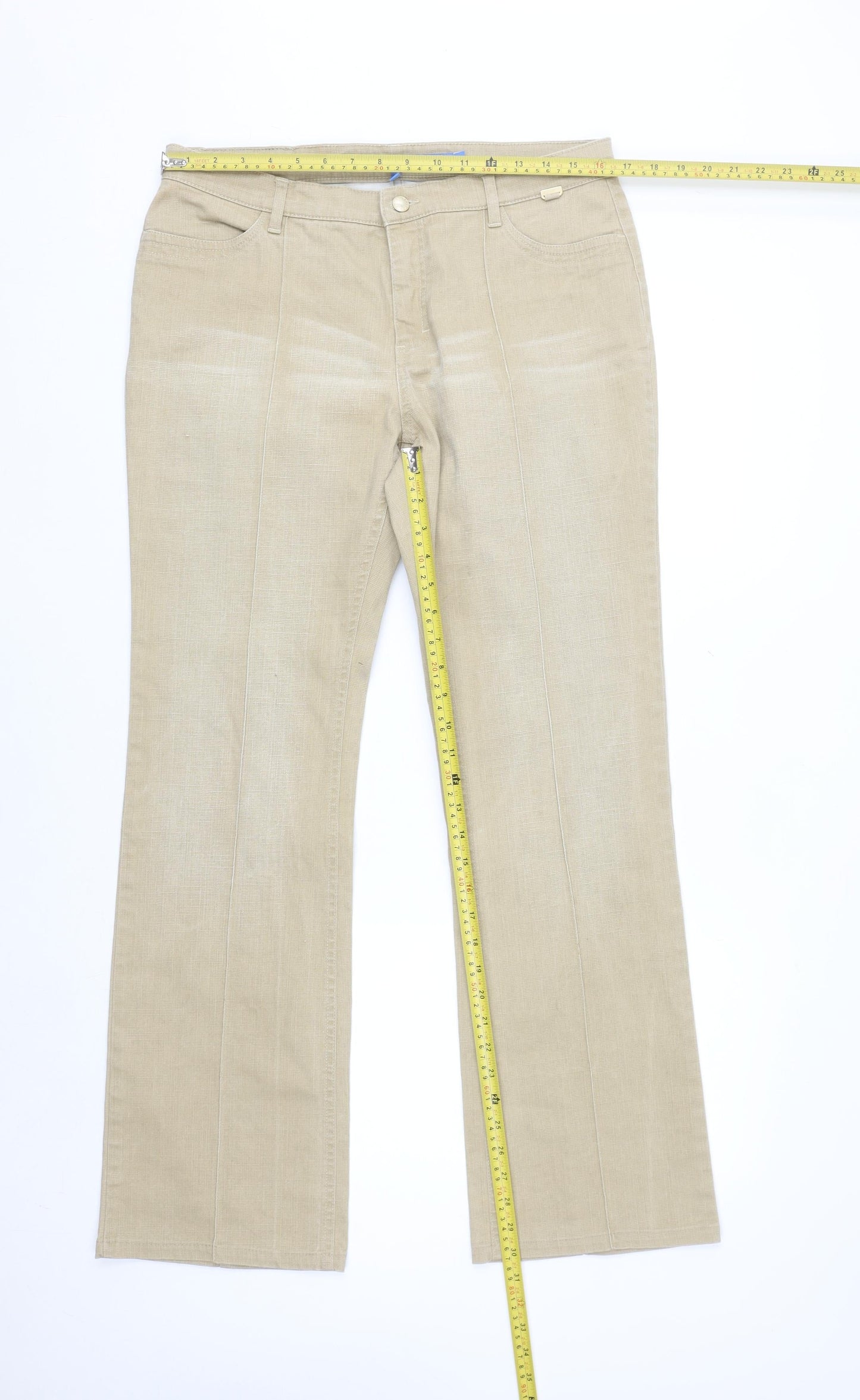 Escada Sport Women's Beige Chino Style Trousers Size 14 Cotton Blend