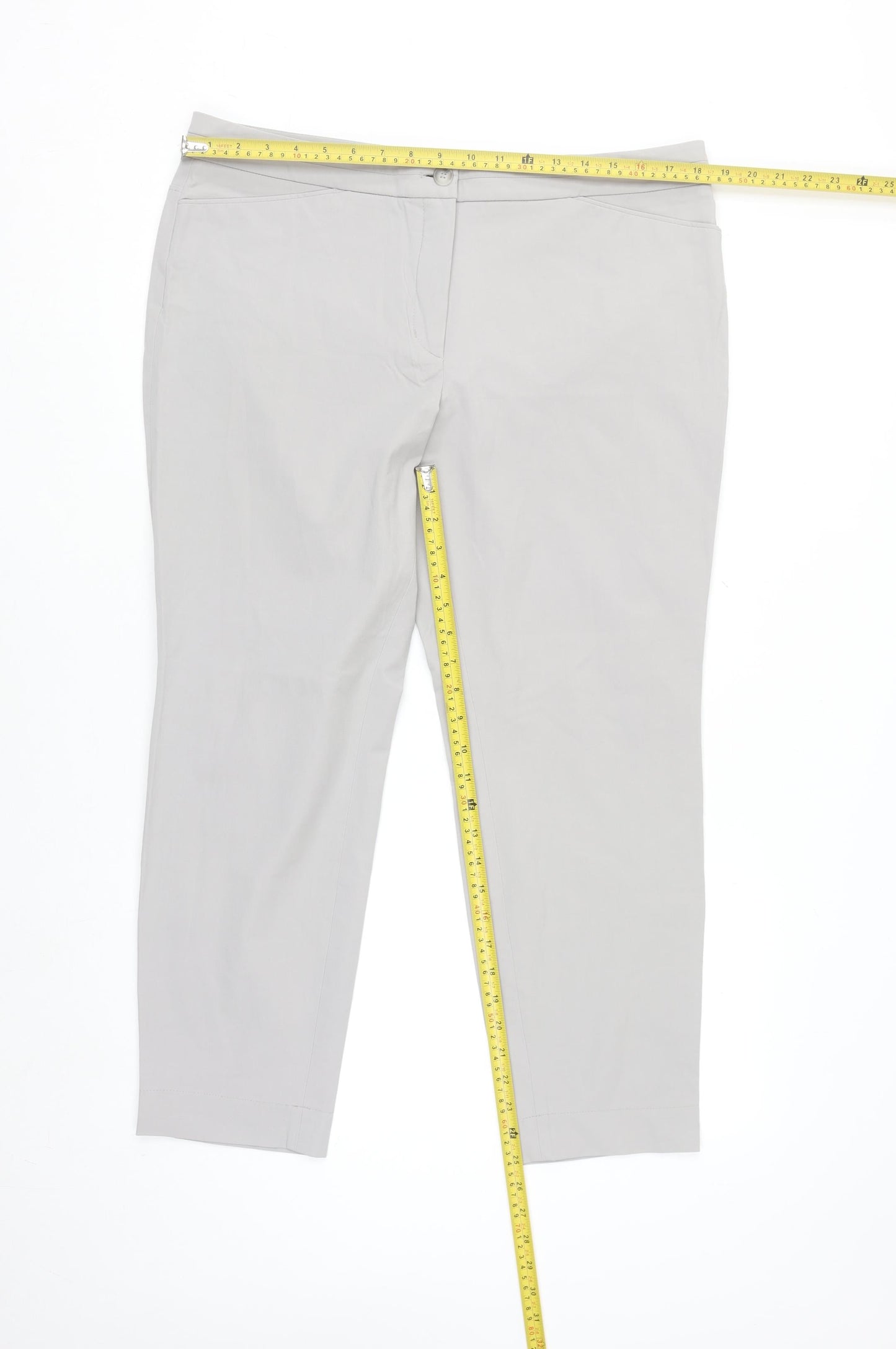 Riani Women’s Grey Chino Trousers Size 16 Stretch Cotton Blend